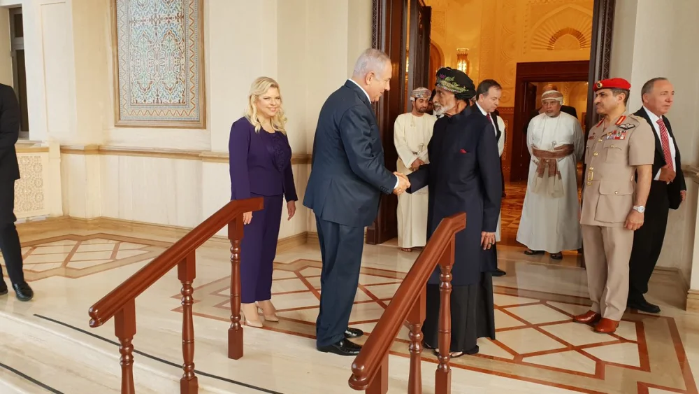 Then-Israeli Prime Minister Benjamin Netanyahu meets with then-Sultan Qaboos bin Said in Oman, Oct. 26, 2018. Credit: Israeli Prime Minister's Office.