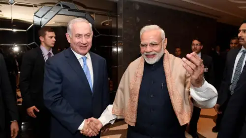 Israeli Prime Minister Benjamin Netanyahu and Indian Prime minister Narendra Modi attend an Israeli-Indian economic conference in New Delhi, Jan. 15, 2018. Photo by Avi Ohayon/GPO.