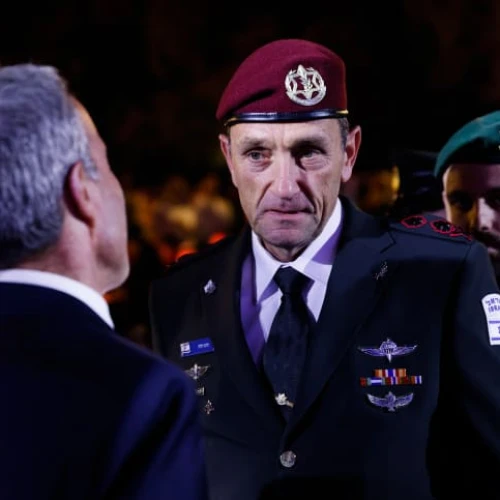 IDF Chief of Staff Herzi Halevi attends a ceremony at the Yad Vashem Holocaust Memorial Museum in Jerusalem, April 17, 2023. Photo by Erik Marmor/Flash90.
