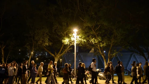 Palestinians and Israelis attend what has become a controversial ceremony for the families of Israeli and Palestinian victims as part of a joint memorial day event in Tel Aviv in 2015. Photo by Tomer Neuberg/Flash90.