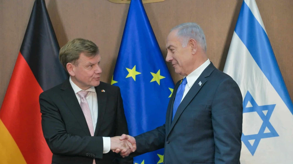 Israeli Prime Minister Benjamin Netanyahu meets with German Foreign Minister Johann Wadephul at the Prime Minister’s Office in Jerusalem on May 11, 2025. Photo by Kobi Gideon/GPO.