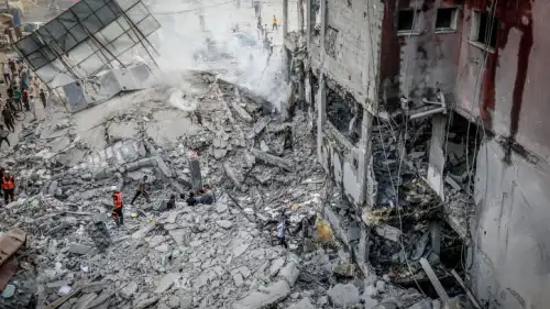 The aftermath of an Israeli airstrike in Khan Yunis in the southern Gaza Strip, Oct. 10, 2023. Photo by Abed Rahim Khatib/Flash90.