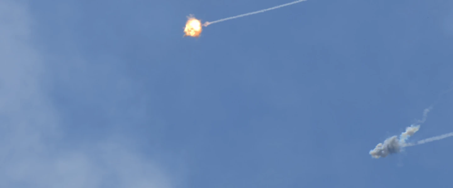 Israel's Iron Dome missile-defense system intercepts rockets fired from the Gaza Strip, in the skies over Ashkelon, May 11, 2021. Photo by Tomer Neuberg/Flash90.