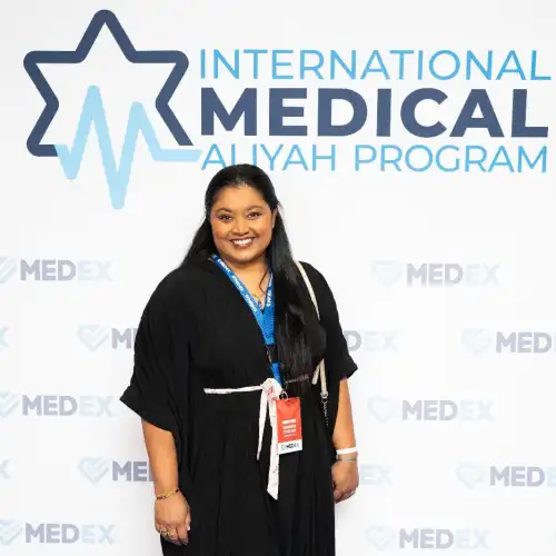 Sharon Stoliar at an aliya fair in Australia last week. Credit: Scott Ehler, October 26, 2025.