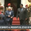 Palestinian Authority leader Mahmoud Abbas is officially received by Venezuelan President Nicolás Maduro. Source: YouTube.