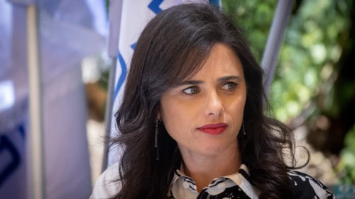 Israeli Interior Minister Ayelet Shaked at a ceremony at the Interior Ministry in Jerusalem on June 14, 2021. Photo by Yonatan Sindel/Flash90.