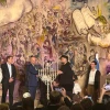 Knesset Speaker Amir Ohana (left) lights Chanukah candles at the ceremony. Photo by Amelie Botbol.