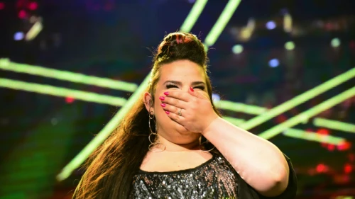 Winner of the Eurovision 2018 song contest Netta Barzilai performs at Rabin Square in Tel Aviv on May 14, 2018. Photo by Tomer Neuberg/Flash90.