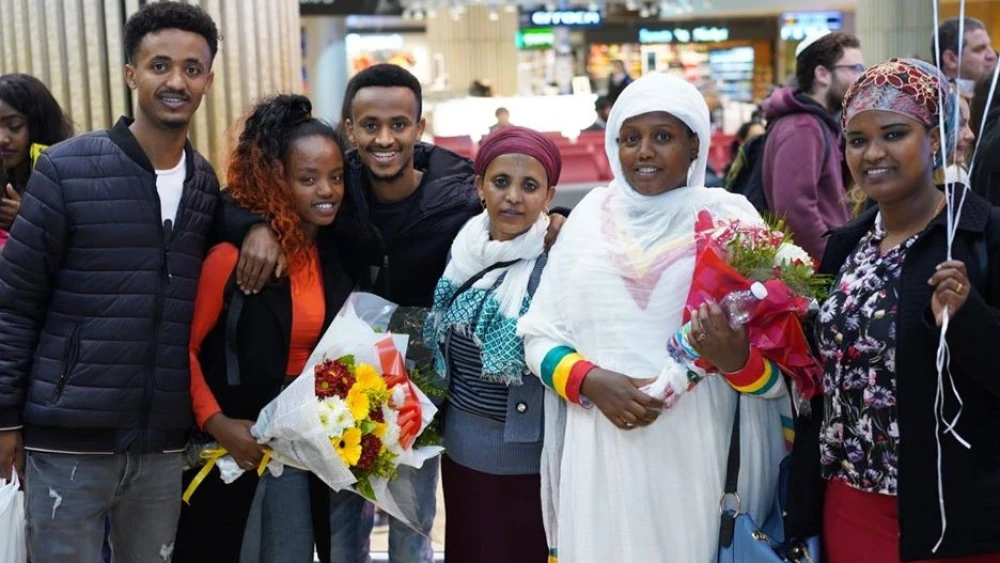Ethiopian Jewish immigrants on a flight from Addis Ababa, sponsored by the International Christian Embassy Jerusalem, arrive in Israel in late February 2020. Credit: The Jewish Agency for Israel.