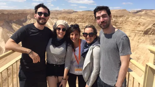 Racheli (center) and American participants at Masada. Credit: Eliana Rudee