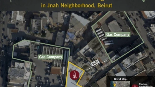A photograph illustrating the proximity of a Hezbollah facility to natural-gas plants. Credit: IDF Spokesperson’s Unit.