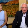 Then-Congresswoman-elect Alexandria Ocasio-Cortez with Sen. Bernie Sanders on CBS's “Face the Nation.” Source: Screenshot.
