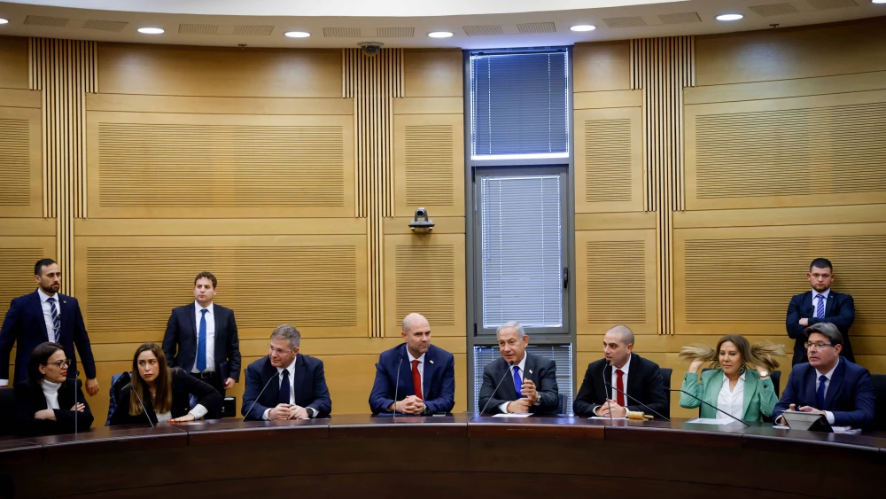 Israeli Prime Minister Benjamin Netanyahu leads a Likud Party meeting at the Knesset in Jerusalem, Jan. 9, 2023. Photo by Olivier Fitoussi/Flash90.