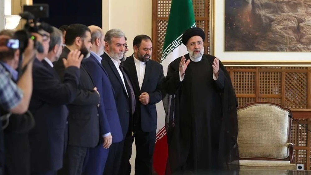 Iranian President Ebrahim Raisi (right) meets with Palestinian terrorist leaders in Damascus, May 4, 2023. Source: Twitter.
