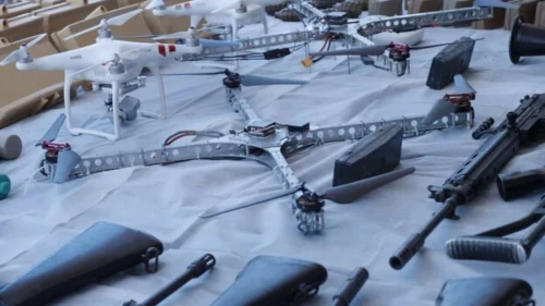 Smuggled weapons including drones. Credit: IDF Spokesman's Unit.