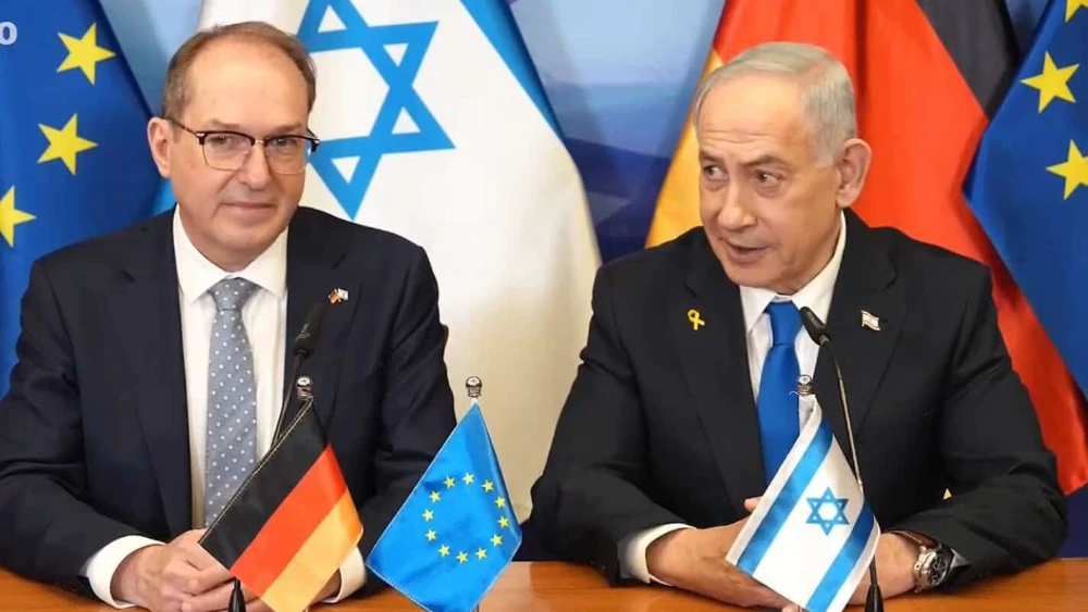 German Interior Minister Alexander Dobrindt and Israeli Prime Minister Benjamin Netanyahu speak in Jerusalem on Jan. 11, 2026. Credit: The Prime Minister's Office of Israel.