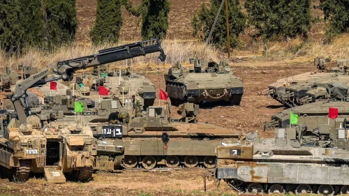 Israeli soldiers at a staging area near the Israeli border with Lebanon, Oct. 2, 2024. Photo by Michael Giladi/Flash90.