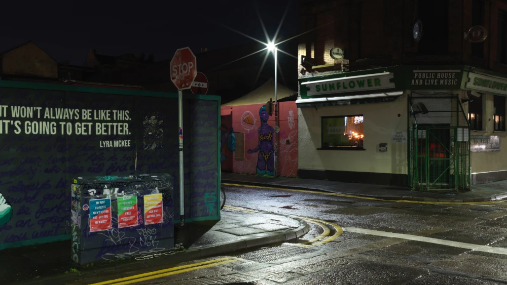 A view to a pub in Belfast, Northern Ireland on December 31, 2020 . Photo by Charles McQuillan/Getty Images.