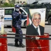 Palestinian security forces on guard as they block the entrance to the city of Shechem to prevent coronavirus (COVID-19) spread, March 23, 2020. Photo by Nasser Ishtayeh/Flash90.