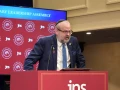Rabbi Yehuda Kaploun speaks at the JNS Visionary Leadership Assembly in New York City on Sept. 28, 2025, sharing how Jewish identity guides his work as U.S. special envoy–designate to combat antisemitism. Credit: JNS.
