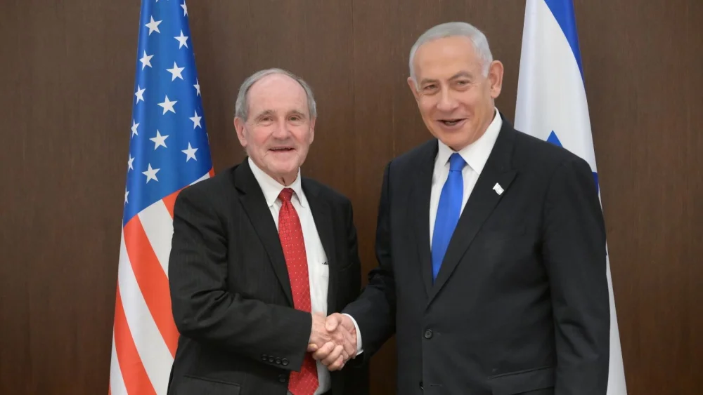 Israeli Prime Minister Benjamin Netanyahu meets with U.S. Senator Jim Risch (R-Idaho), the ranking member of the Committee on Foreign Relations, in Jerusalem, Israel, Feb. 21, 2023. Credit: Amos Ben-Gershom/GPO.
