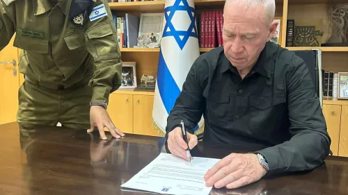 Israeli Defense Minister Yoav Gallant requests Cabinet approval to apply an emergency declaration to communities situated within 80 km. of the Gaza Strip, May 10, 2023. Credit: Courtesy.