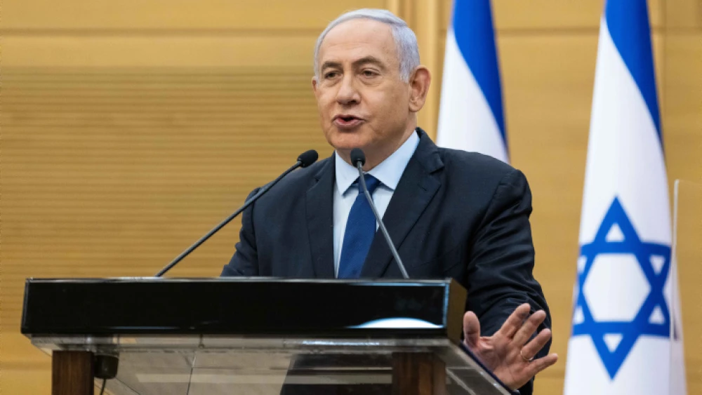 Israeli Prime Minister Benjamin Netanyahu speaks during a press coneference at the Knesset in Jerusalem, May 30, 2021. Photo by Yonatan Sindel/Flash90.
