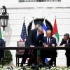 Israeli Prime Minister Benjamin Netanyahu, U.S. President Donald Trump, Minister of Foreign Affairs and International Cooperation of the UAE Abdullah bin Zayed Al Nahyan and Minister of Foreign Affairs of Bahrain Abdullatif bin Rashid Al-Zayani attend the Abraham Accords Signing Ceremony at the White House in Washington, D.C., Sept.15, 2020. Photo by Avi Ohayon/GPO.