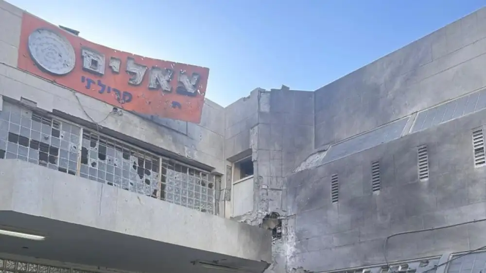Damage at the Tze’elim Elementary School in Eilat following a drone explosion, Nov. 9, 2023. Credit: Israel Police Spokesperson's Unit.
