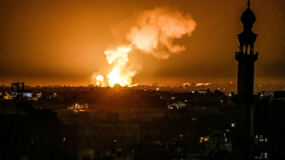 An Israeli airstrike in Khan Yunis, in the southern Gaza Strip, on Jan. 2, 2022. Photo by Abed Rahim Khatib/Flash90.