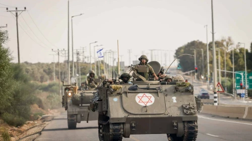 IDF troops not far from the Gaza border on Oct. 16, 2023. Photo by Chaim Goldberg/Flash90.