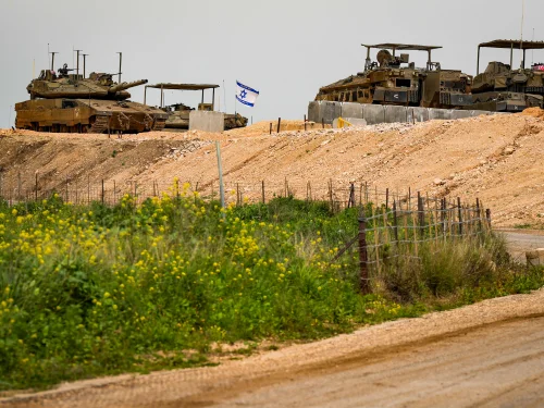 Israeli tanks on the Lebanese border, March 14, 2026. Photo by Ayal Margolin/Flash90.