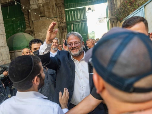 Israeli National Security Minister Itamar Ben-Gvir is seen after a visit to the Temple Mount in Jerusalem's Old City during Tisha B’Av, Aug. 3, 2025. Photo by Chaim Goldberg/Flash90.
