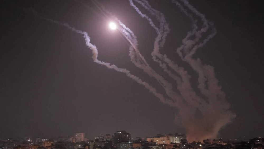 Rockets are fired from Gaza towards Israel, May 10, 2023. Photo by Atia Mohammed/Flash90.