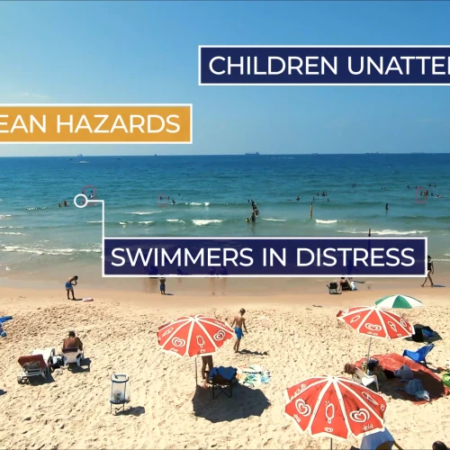 A new artificial-intelligence-based system developed by alumni of Ben-Gurion University of the Negev helps lifeguards monitor thousands of swimmers, as well as identify risky situations and other water hazards. Credit: Sightbit.