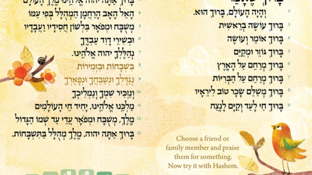Inside the new “Koren Children's Siddur” for students in kindergarten through grade two. Credit: Koren Publishers Jerusalem.