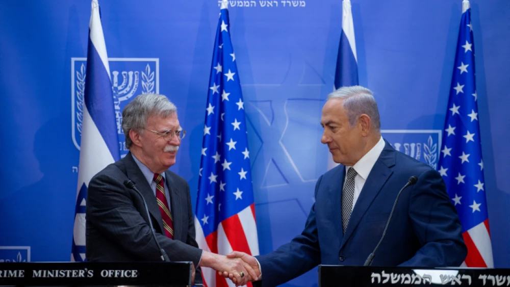 Israeli Prime Minister Benjamin Netanyahu holds a joint press conference with U.S. National Security Advisor John Bolton on Aug. 20, 2018. Photo by Ohad Zweigenberg/POOL.