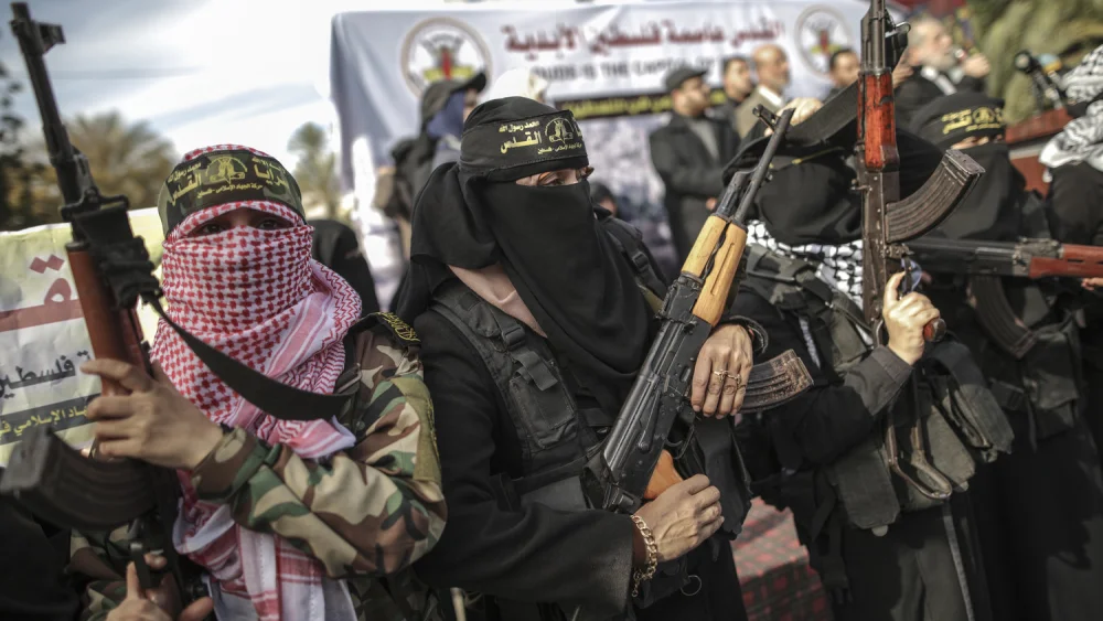 Armed female members of the militant Palestinian group Islamic Jihad. Credit: By Wissam Nassar/Flash90