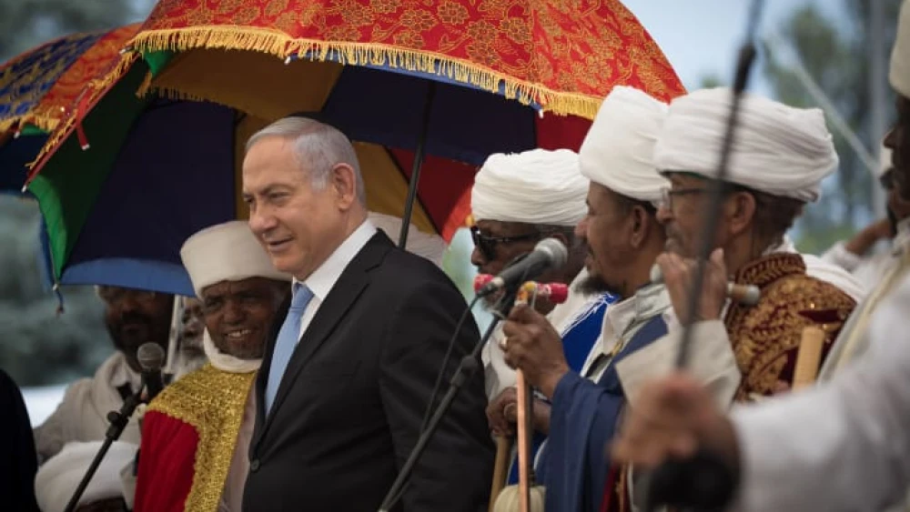 Israeli Prime Minister Benjamin Netanyahu attends the Ethiopian Immigrants Memorial Ceremony on Mount Herzl, June 2, 2019. Photo by Noam Revkin Fenton/Flash90.