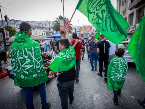 Supporters of the Hamas terrorist organization in the Samaria city of Jenin, Oct. 27, 2023. Photo by Nasser Ishtayeh/Flash90.