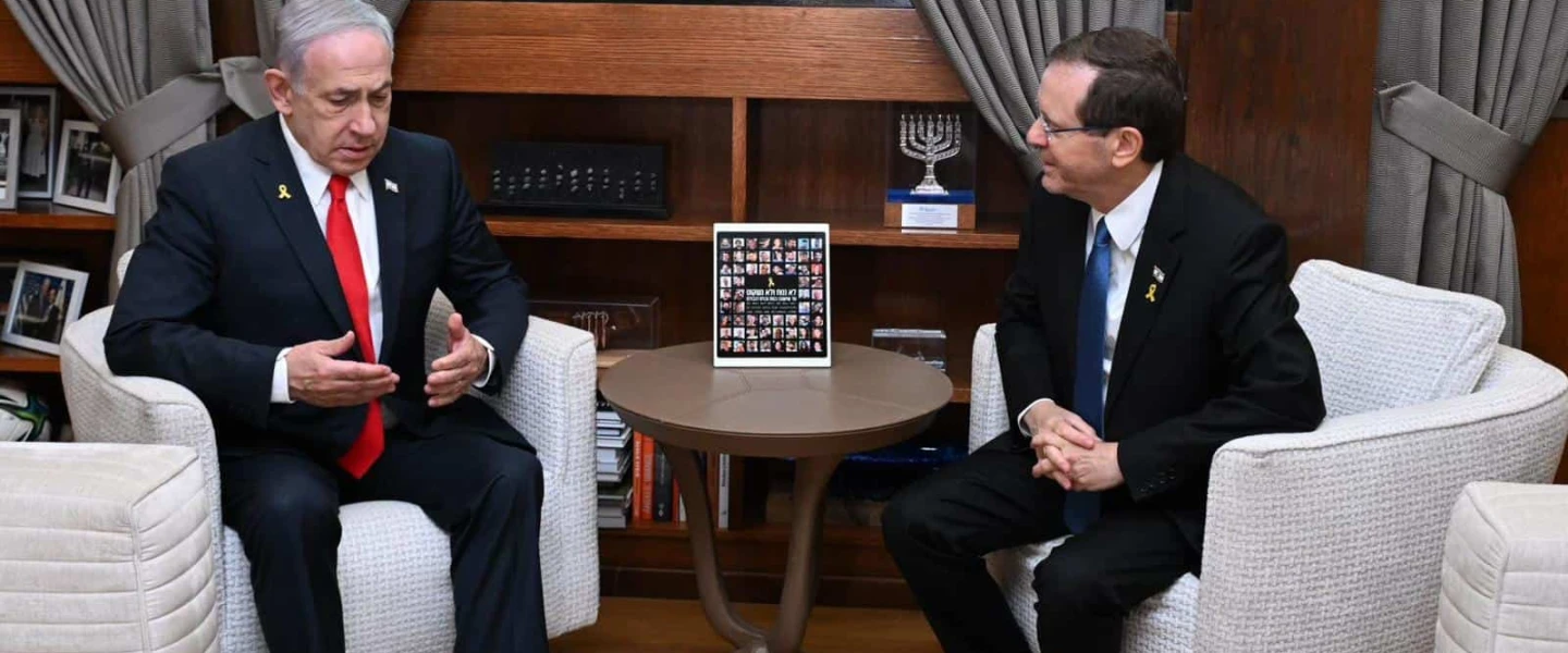 Israel's Prime Minister Benjamin Netanyahu and President Isaac Herzog meet in Jerusalem, July 6, 2025. Photo by Haim Zach/GPO.
