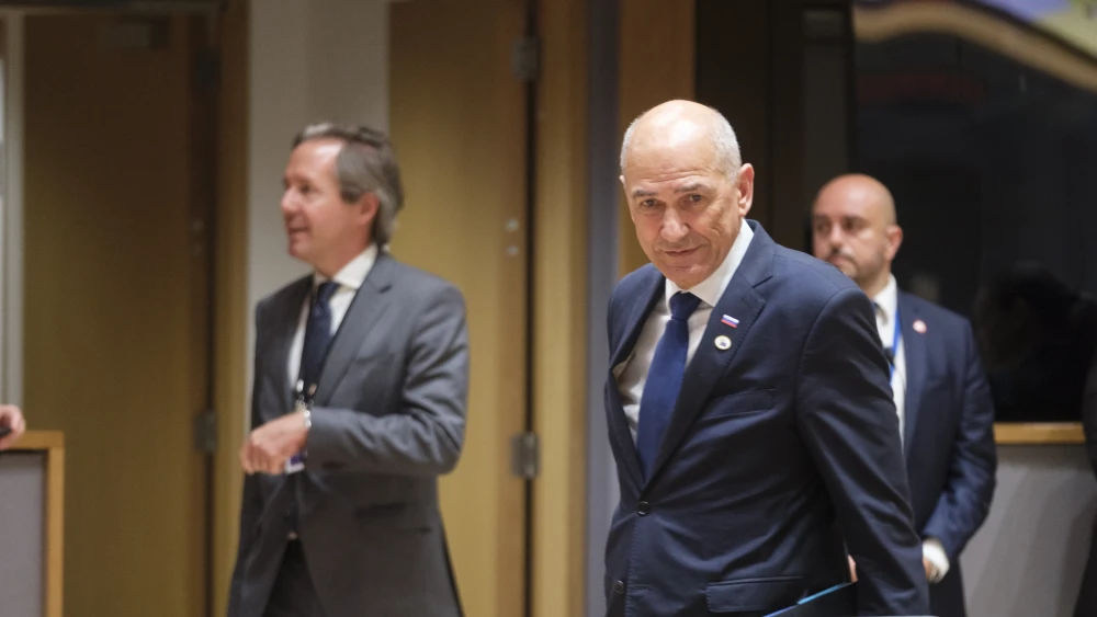 Slovenian Prime Minister Janez Jansa arrives for an E.U. Summit  the Europa building on June 18, 2026 in Brussels, Belgium. Photo by Thierry Monasse/Getty Images.