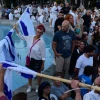 The Orthodox Jewish group Rosh Yehudi sets up a gender divider amongst protests during a public prayer service at Dizengoff Square in Tel Aviv on Yom Kippur, Sept. 24, 2023. Photo: Tomer Neuberg/Flash 90