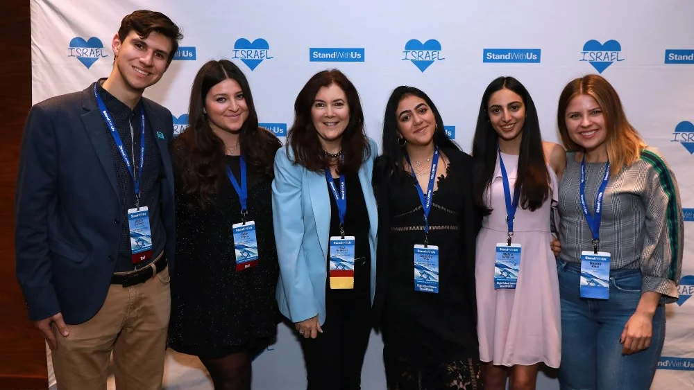 From left: Justin Feldman, StandWithUs Southwest High School Assistant and President, Students Supporting Israel at UCLA; Kate Chavez, SWU Southwest High School Coordinator; Roz Rothstein, SWU co-founder and CEO; Danielle York, SWU High School Intern, Palisades Charter HS; Melina Feradouni, SWU High School Intern at William Howard Taft Charter High School; Naomi Kisel, SWU Emerson Fellow at UCLA. Credit: JC Olivera Photography.