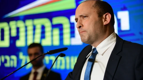 Former Israeli Defense Minister Naftali Bennett attends the launch of the Yamina Party campaign, on Feb. 12, 2020. Photo by Tomer Neuberg/Flash90.