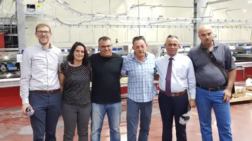 Members of a joint Israeli-Palestinian delegation that toured the Dead Sea region on July 9, 2019. Credit: Judea-Samaria Chamber of Commerce and Industry.