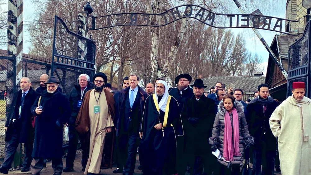 Sheikh Muhammad al-Issa, secretary-general of the Muslim World League, along with the American Jewish Committee, visit Auschwitz in Poland on Jan. 23, 2020. Source: American Jewish Committee via Twitter.