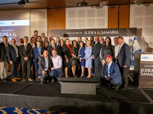 Participants at "The Future of Judea and Samaria" conference at the Inbal Hotel in Jerusalem on Oct. 29, 2025. Photo by Matt Kaminisky/JNS.