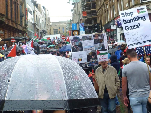 Participants of an anti-Israel rally in Glasgow, Scotland, on July 19, 2014. Credit: Keith Alexander/Flickr.