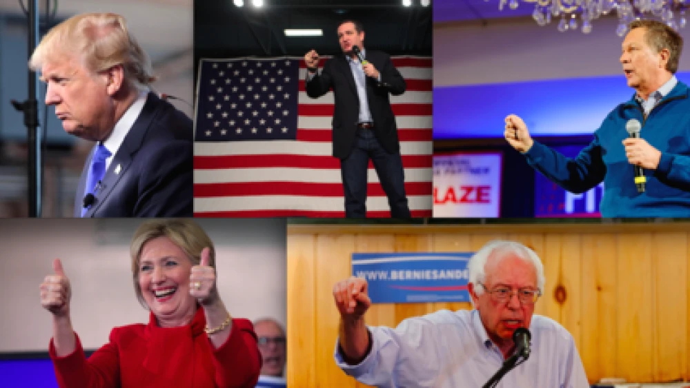 The remaining U.S. presidential candidates, including (top row, from left) Republicans Donald Trump, Texas Sen. Ted Cruz and Ohio Gov. John Kasich, and Democrats (bottom row, from left) Hillary Clinton and Vermont Sen. Bernie Sanders. Credit: Gage Skidmore and Michael Vadon via Wikimedia Commons.